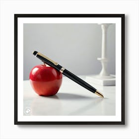 Apple And Pen Art Print