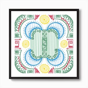 Simple Abstract Traditional Egyptian Nubian Colorful Doodles Artwork - Traditional African Egyptian Doodling Art Print