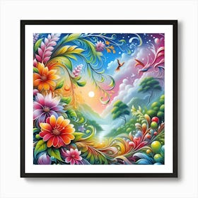 Colorful Flowers In The Sky 2 Art Print