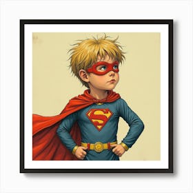 Super Hero Boy Child Art Print