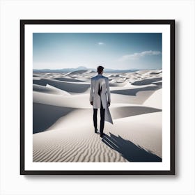 Man In A White Suit In The Desert Art Print