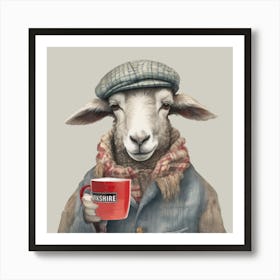 Sheep With Tea New Version Final Flattened Art Print