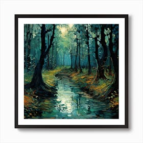 Stream In The Woods Art Print