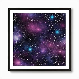 Cosmic Backgrounds With Deep Blues Purples And Twinkling Lights Art Print