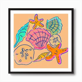 Seashells, Starfish and Sand Dollars Art Print