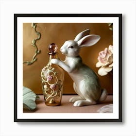 Rabbit With Perfume Bottle Art Print