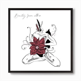 Beauty From Within Square Line Art Print