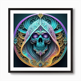 Skull In A Hood Art Print