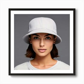 Portrait Of A Woman Wearing A Bucket Hat Póster