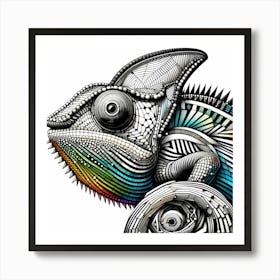 Chameleon - Abstract Line Art Illustration 141 Art Print