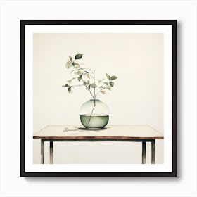 Vase With A Leaf Art Print