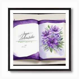 Purple Flowers In A Book Art Print