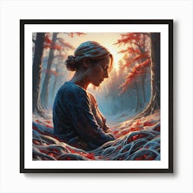 Girl In The Woods 7 Art Print