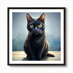 Black Cat With Striking Yellow Eyes Art Print