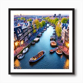 Amsterdam Canals At Sunset Art Print