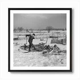 Oscar Gaither, Tenant Farmer, Chopping Wood Near Mcleansboro, Illinois By Russell Lee Art Print