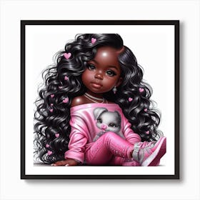 Little Black Girl With Long Hair Art Print