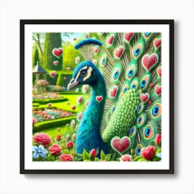 Peacock In The Garden Art Print