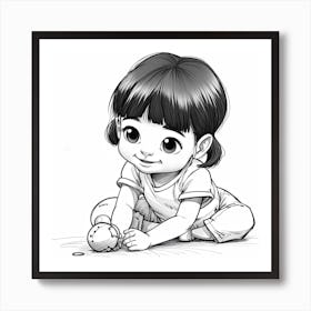 Little Girl Playing With Ball Art Print