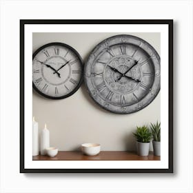 A Pair of Vintage Wall Clocks Art Print