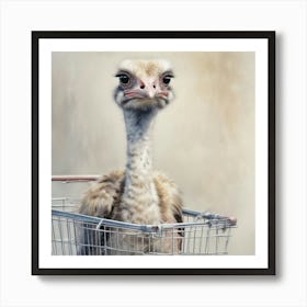 Ostrich In Shopping Cart Art Print