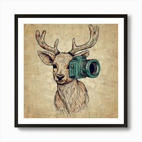 Deer With Camera 3 Art Print