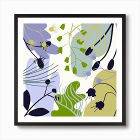 Abstract Flowers And Leaves 1 Art Print