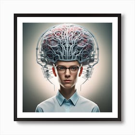 Brain On A Woman'S Head Art Print