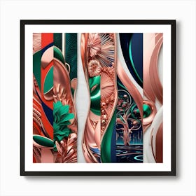 Revolutionary, full-screen art with vibrant, abstract shapes, intricate details, and metallic accents.3 Affiche