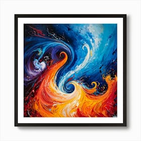 Dynamic Composition Set In A Chaotic Yet Aesthetically Pleasing Universe Swirls Of Abstract Shapes 1 Art Print