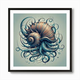 Whimsical Nautilus with Tentacles Art Print