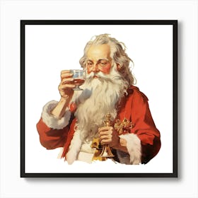 Santa Claus Drinking Whiskey Art Print