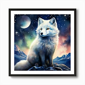 Fox In The Night Sky Art Print