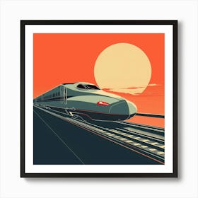 Bullet Train At Sunset Art Print