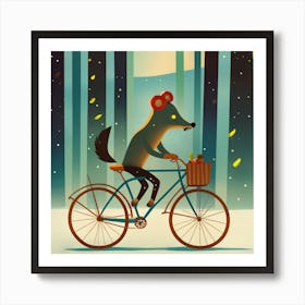 Fox On A Bike Art Print