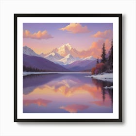 'Sunrise Over The Lake' Paintings Art Print Art Print