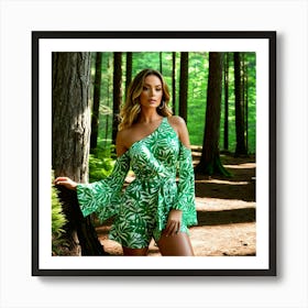 Model Female Woods Forest Nature Fashion Beauty Portrait Trees Greenery Wilderness Outdoo (37) Art Print