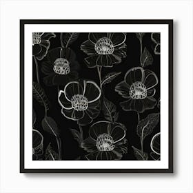 Black And White Flowers 1 Art Print