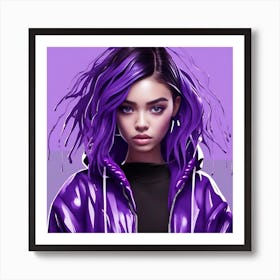 Girl With Purple Hair 1 Art Print