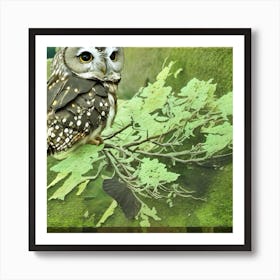 Owl On A Branch Art Print