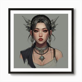 Asian Girl With Horns Art Print