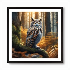 Owl In The Forest 177 Art Print