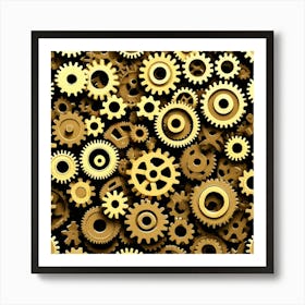 Realistic Gear Flat Surface Pattern For Background Use (85) Art Print