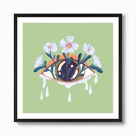 Watering My Flowers Square Art Print