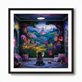Fairytale wall art painting for children room decor Art Print