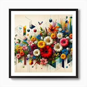 Abstract Flowers 1 Art Print