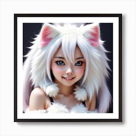 Girl In A Cat Costume Art Print