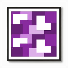 Purple Abstract Square Tiles Art Print