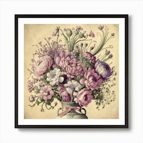 Vintage Flowers In A Vase 2 Art Print