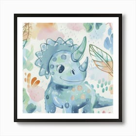 Cute Muted Pastels Protoceratops Dinosaur 2 Art Print